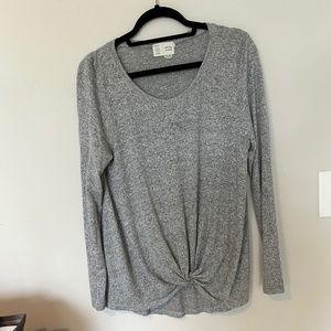 Anthropologie | Saturday Sunday Heather Grey Long Sleeve Knot Front | Size L